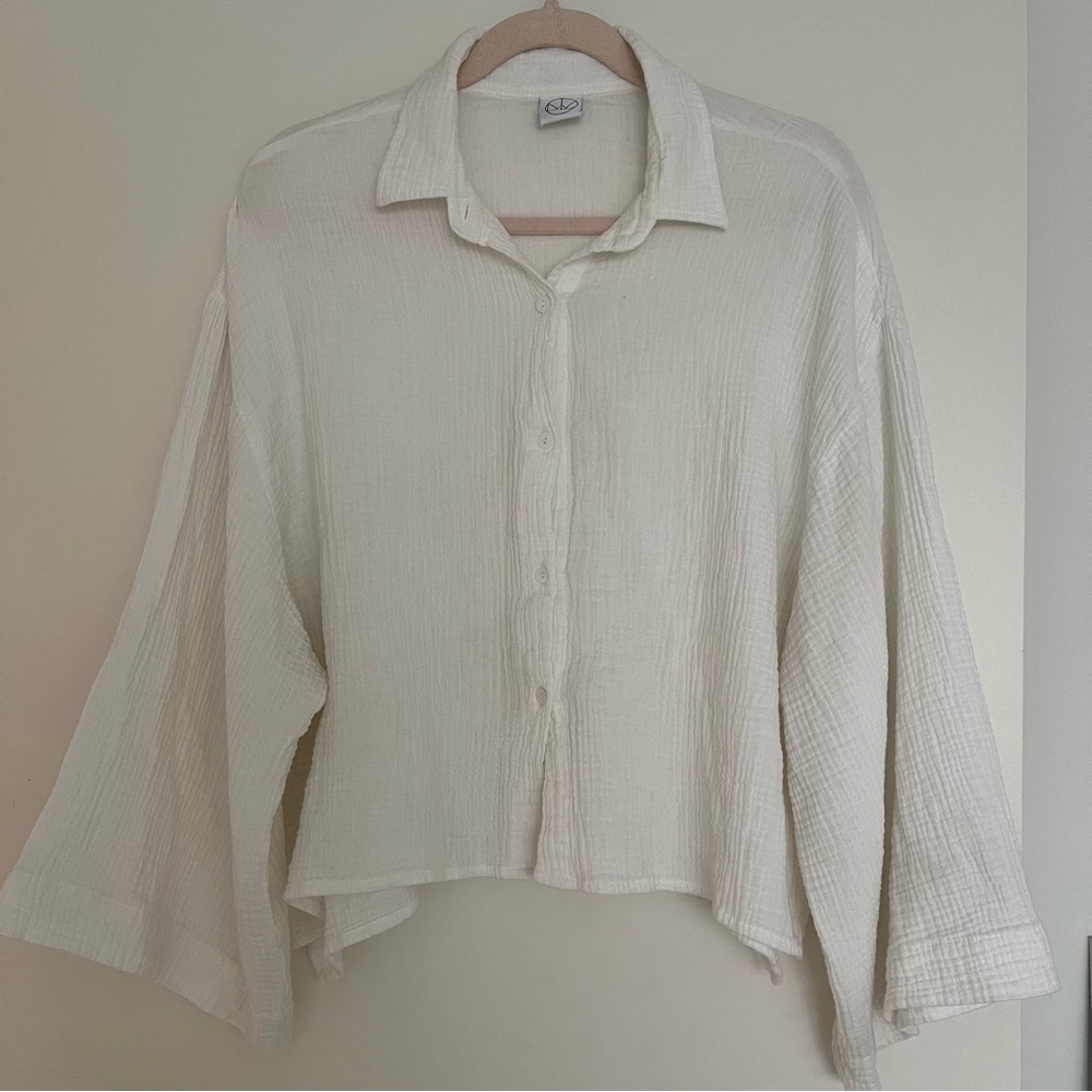 Laneway the Label Gauze Button-Down Crop Summer Shirt